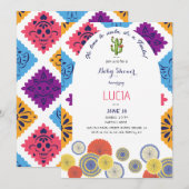 Feestelijk Mexicaans Papier Fan Cactus Baby shower Kaart (Voorkant / Achterkant)