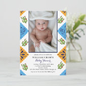 Feestelijk Mexicaans Papier Fan Cactus Baby shower Kaart (Staand voorkant)
