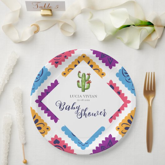 Feestelijk Mexicaans Papier Fan Cactus Baby shower Papieren Bordje (Huwelijk)