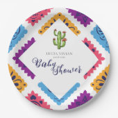 Feestelijk Mexicaans Papier Fan Cactus Baby shower Papieren Bordje (Voorkant)