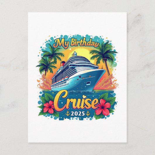 Feestelijk mijn verjaardag Cruise Ship Party 2025 Feestdagenkaart (Voorkant)