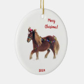 Feestelijk Miniatuur Paard Hardlopen in de Sneeuw Keramisch Ornament (Rechts)