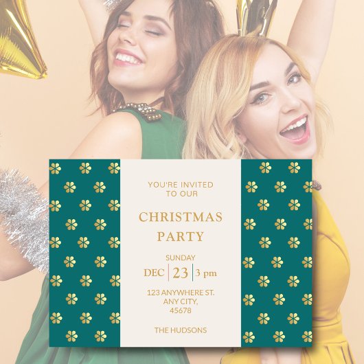 Feestelijk Modern Blauwgroen + Goud Daisy Kerstfee Feestdagenkaart