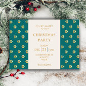 Feestelijk Modern Blauwgroen + Goud Daisy Kerstfee Feestdagenkaart