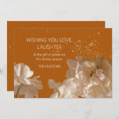 Feestelijk Modern | Roest & Goud Stofbloemen Kerst Feestdagenkaart (Voorkant / Achterkant)