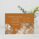 Feestelijk Modern | Roest & Goud Stofbloemen Kerst Feestdagenkaart (Staand voorkant)