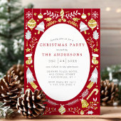 Feestelijk Modern Rood en Goud Kerstfeest Kaart