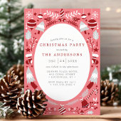 Feestelijk Modern Rood en Roze Kerstfeest Kaart