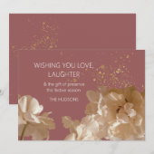 Feestelijk Modern | Roos & Gouden Stofbloemen Kers Feestdagenkaart (Voorkant / Achterkant)