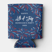 Feestelijk modern vuurwerk, aangepaste tekst 4 jul blikjeskoeler (Voorkant)