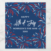 Feestelijk modern vuurwerk, aangepaste tekst 4 jul wijn etiket (Enkel label)