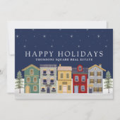 Feestelijk Modern Winterhuis Bedrijfsvastgoed Feestdagenkaart (Voorkant)