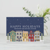 Feestelijk Modern Winterhuis Bedrijfsvastgoed Feestdagenkaart (Staand voorkant)