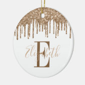 Feestelijk Monogram Gouden Glitter Druppel Keramisch Ornament (Links)