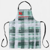 Feestelijk monogram plaid tartan groen wit rood schort (Voorkant)