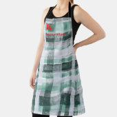 Feestelijk monogram plaid tartan groen wit rood schort (Insitu)