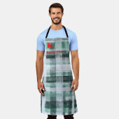 Feestelijk monogram plaid tartan groen wit rood schort (Gedragen)