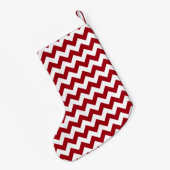 Feestelijk Monogram Rode Chevron Patroon Kleine Kerstsok (Achterkant (Hangend))