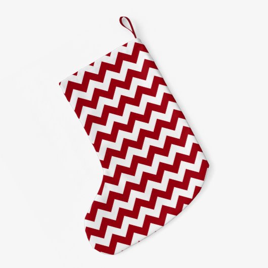 Feestelijk monogram rood chevron patroon kleine kerstsok (Achterkant (Hangend))