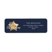 Feestelijk Navy Blue Kerst retour adres Etiket (Voorkant)
