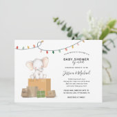 Feestelijk Olifant Baby shower per Mail Kaart (Staand voorkant)