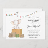 Feestelijk Olifant Baby shower per Mail Kaart (Voorkant / Achterkant)