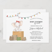 Feestelijk Olifant Baby shower per Mail Kaart (Voorkant / Achterkant)