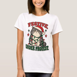 Feestelijk onder protest grappig kerstontwerp t-shirt