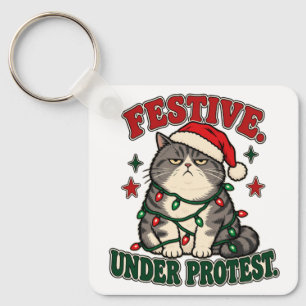 Feestelijk onder protest leuk kerst ontwerp sleutelhanger