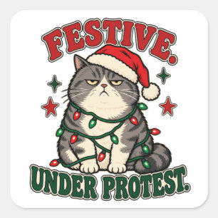 Feestelijk onder protest leuk kerst ontwerp vierkante sticker