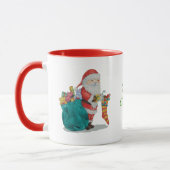feestelijk ontwerp van santa en pressies voor kers mok (Links)