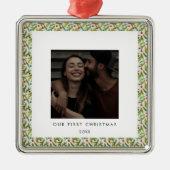 Feestelijk onze eerste kerstfoto metalen ornament (Voorkant)