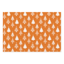 Feestelijk oranje en wit kerstboompatroon