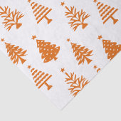Feestelijk Oranje en Wit Kerstboompatroon Tissuepapier (Detail)