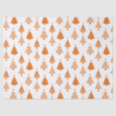 Feestelijk Oranje en Wit Kerstboompatroon Tissuepapier (Voorkant)