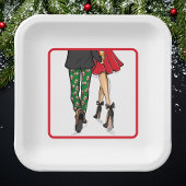 Feestelijk paar kerstfeest papieren bordje