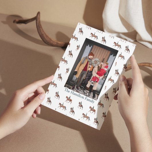 Feestelijk Paard Ruitersport Kerstmis Foto Feestdagenkaart
