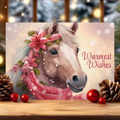 Feestelijk Paard Warmste Wensen Feestdagen Kaart