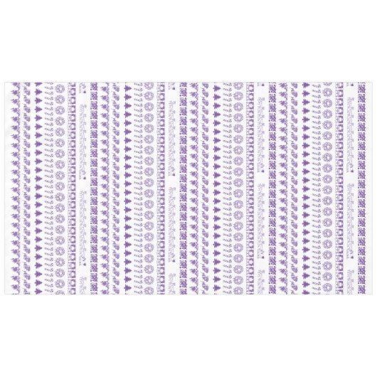 feestelijk Paars en wit Iconisch kerstpatroon Tafelkleed (Voorkant (Horizontaal))