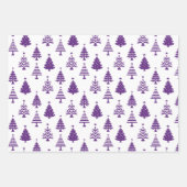 Feestelijk paars en wit kerstboompatroon inpakpapier vel (Voorkant 2)