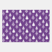 Feestelijk paars en wit kerstboompatroon inpakpapier vel (Voorkant)