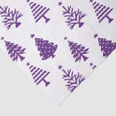 Feestelijk paars en wit kerstboompatroon tissuepapier (Detail)