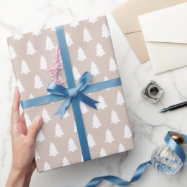 Feestelijk Pastel Paars Witte Kerstboom patroon Cadeaupapier