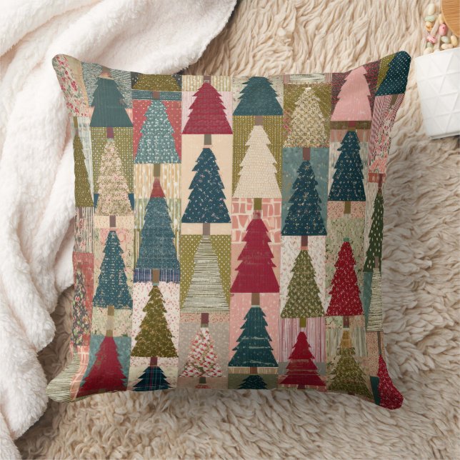 Feestelijk Patchwork Kerstboom Patroon (3) Kussen (Deken)