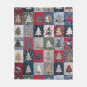 Feestelijk Patchwork Kerstboom Patroon (4) Fleece Deken (Voorkant)