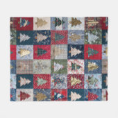 Feestelijk Patchwork Kerstboom Patroon (4) Fleece Deken (Voorkant (Horizontaal))