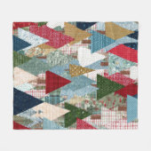 Feestelijk Patchwork Kerstboom Patroon Fleece Deken (Voorkant (Horizontaal))