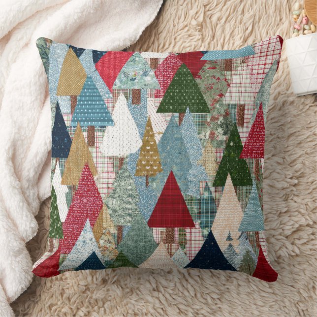 Feestelijk Patchwork Kerstboom Patroon Kussen (Deken)