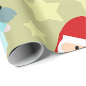 Feestelijk patroon met engelen, kerstman en sneeuw cadeaupapier (Rol Hoek)