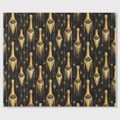 Feestelijk patroon met gouden champagneflessen cadeaupapier (Vlak)
